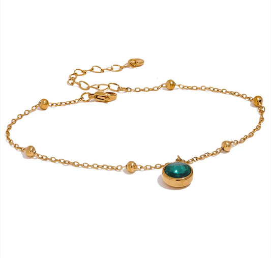 Emerald Round Anklet