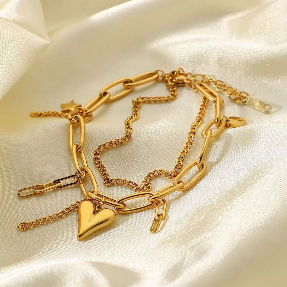 Heart with star Link Bracelet