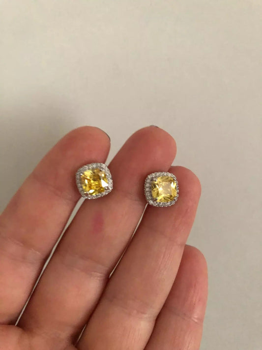 Yellow Cushion Studs