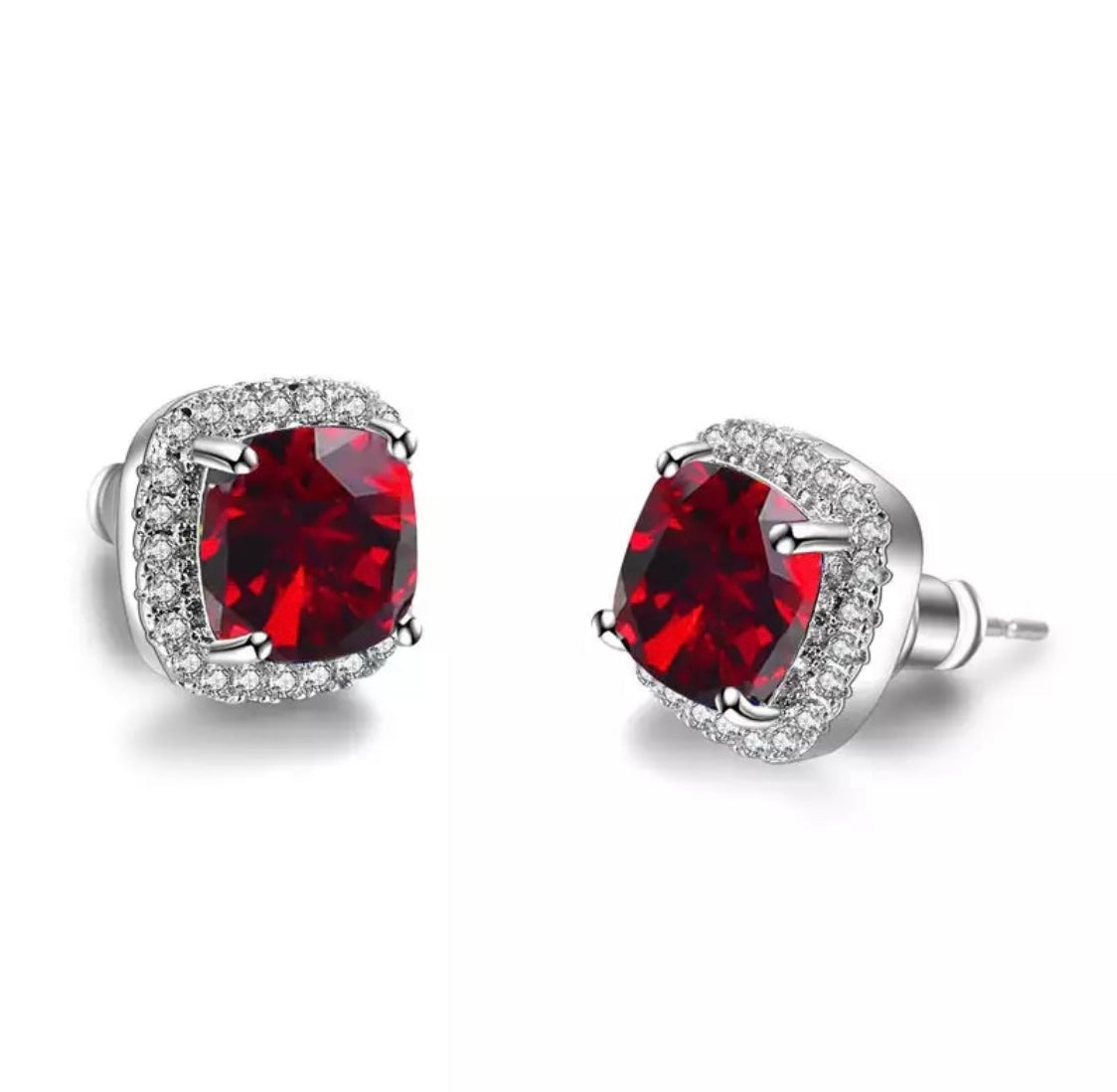 Red Cushion Studs