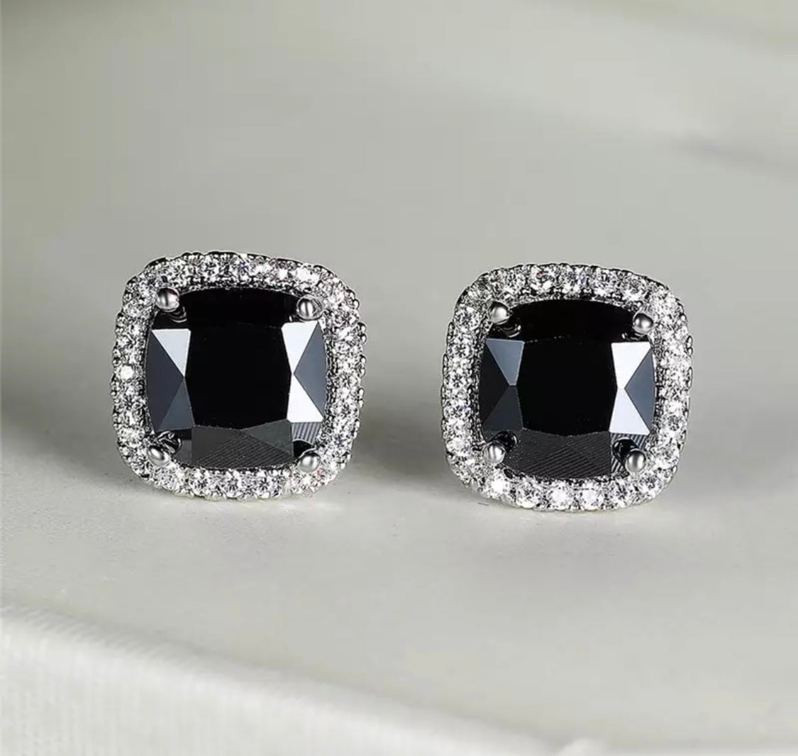 Black Cushion Studs