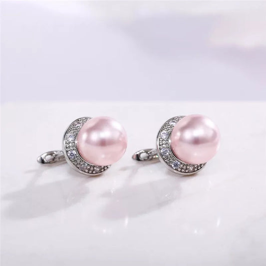 Pink Rose Pearl Studs