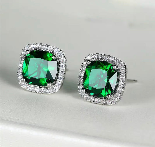 Green Cushion Studs