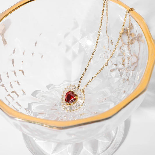 Ruby Heart Gold Necklace