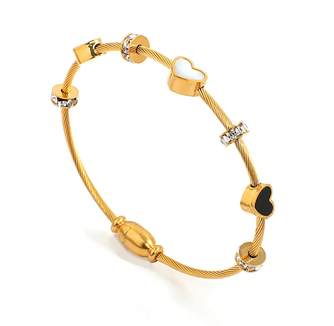 Mini Hearts Gold Bangle 05