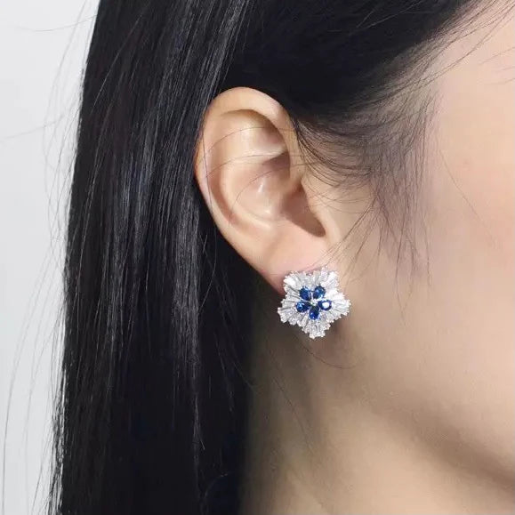 Sapphire Snowflake Studs