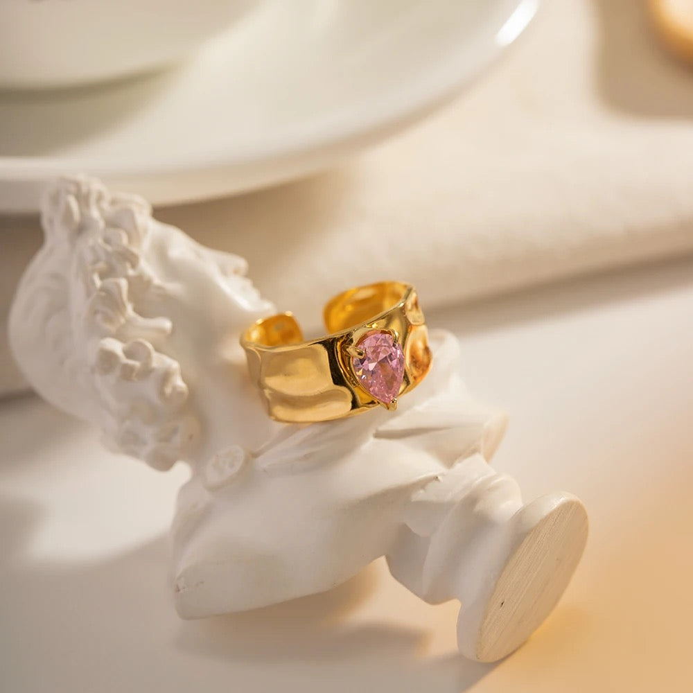 Pink Gold Teardrop Ring