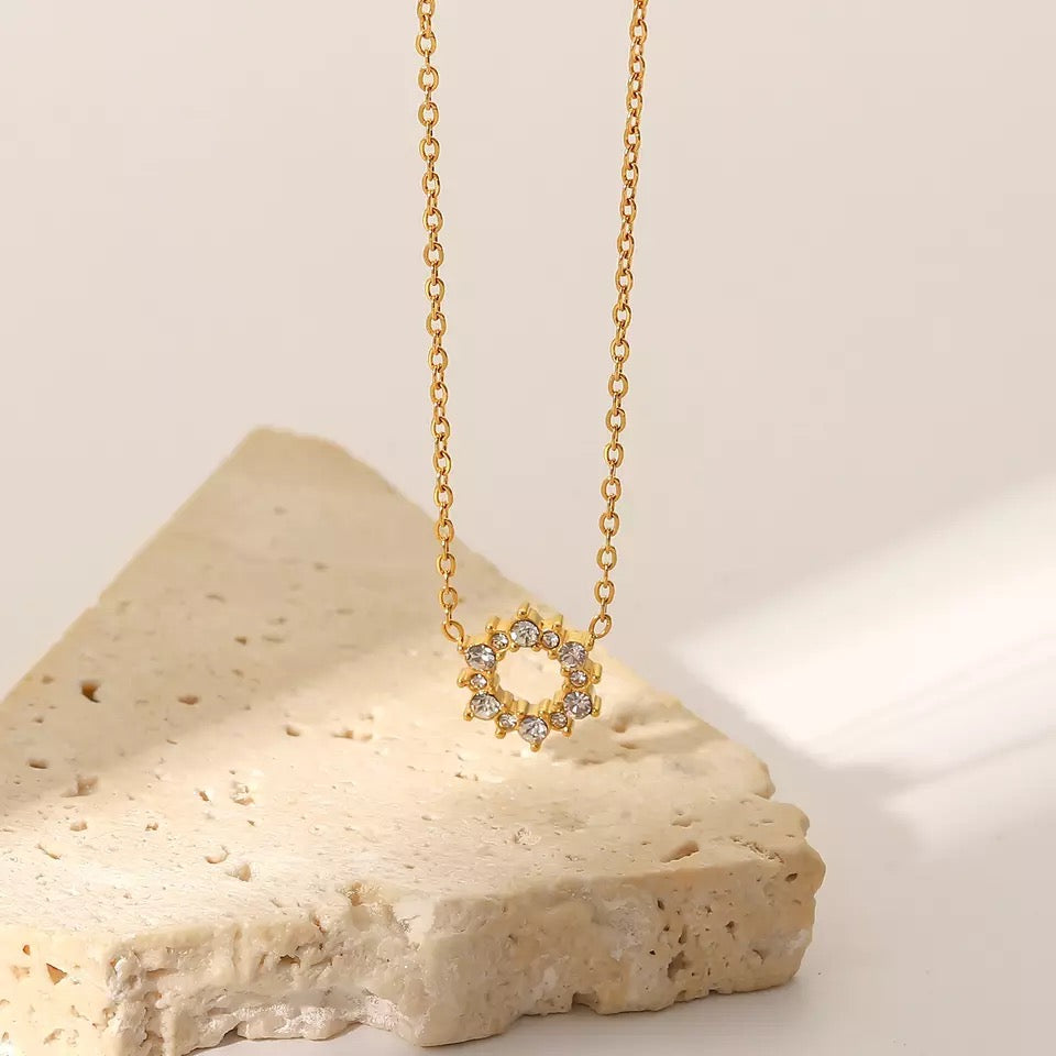 CZ Circle Gold Necklace