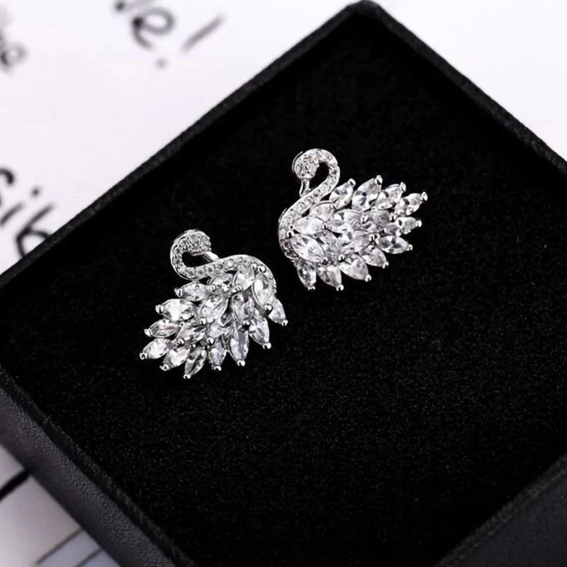 Zircon Swan Studs