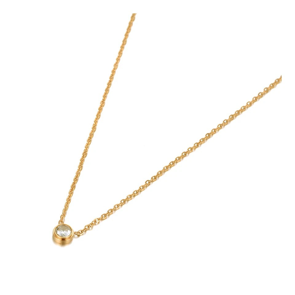 Gold Solitaire Necklace