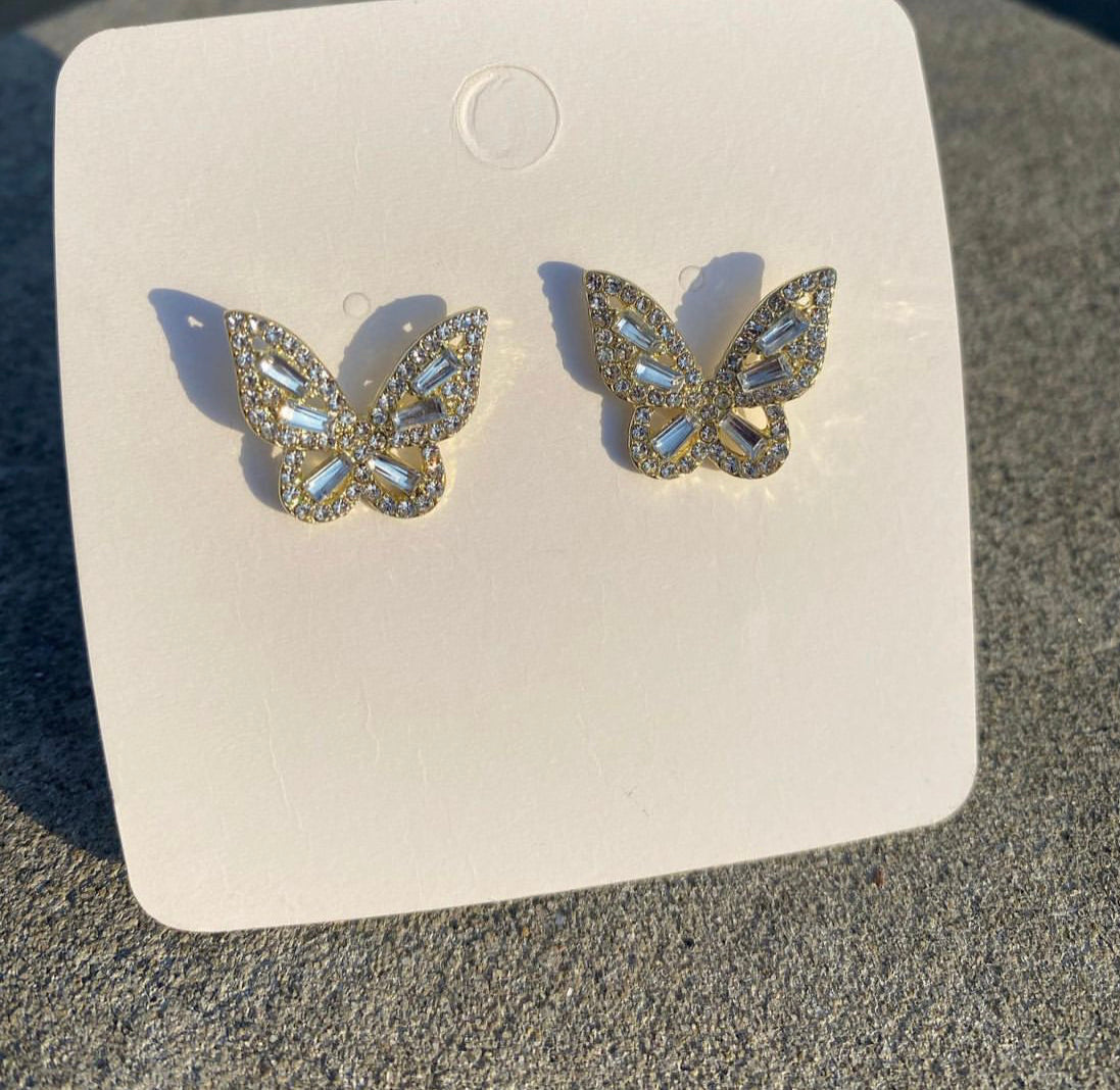 Gold Butterfly Studs