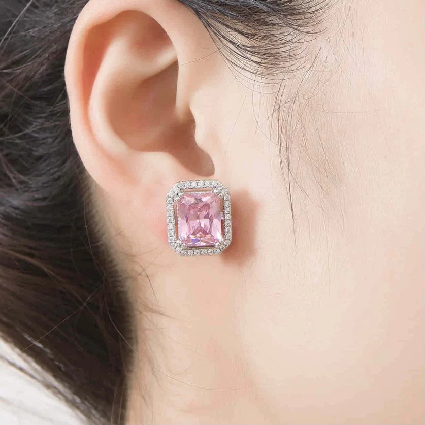 Pink long Square Studs