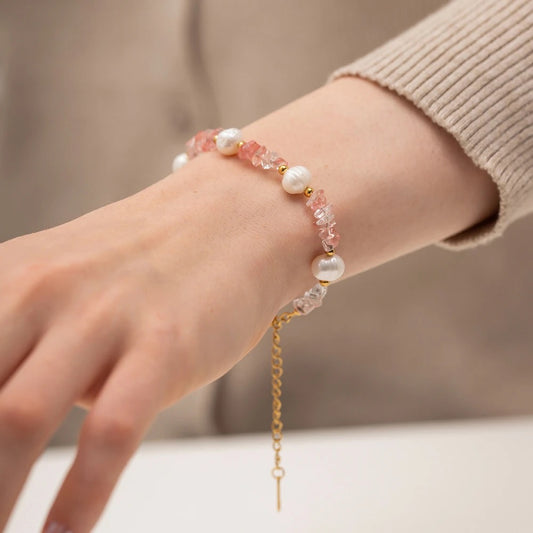 Rose Quartz Pearly Bracelet