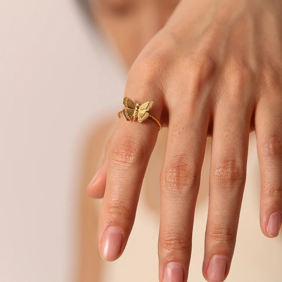 Butterfly Gold Ring (Adjustable size)