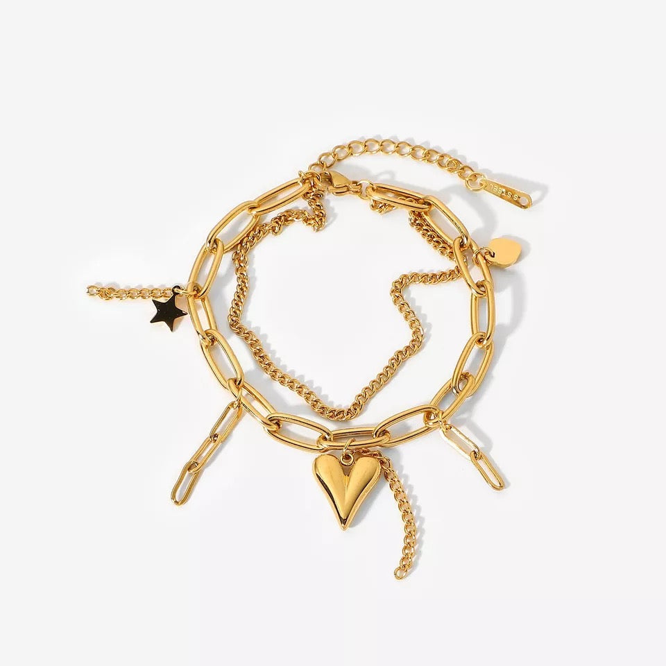 Heart with star Link Bracelet