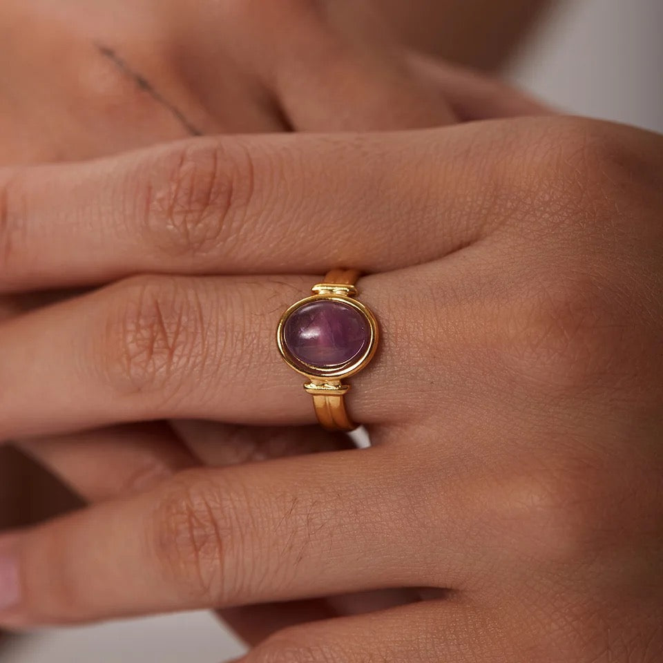 Fluorite Gold Ring