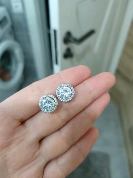 Round Silver Zircon Studs