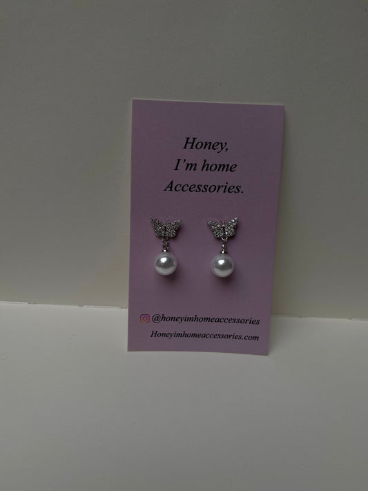 Mini Butterfly Pearl Studs