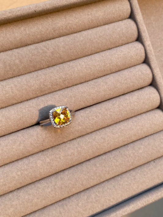 Yellow Cushion Ring