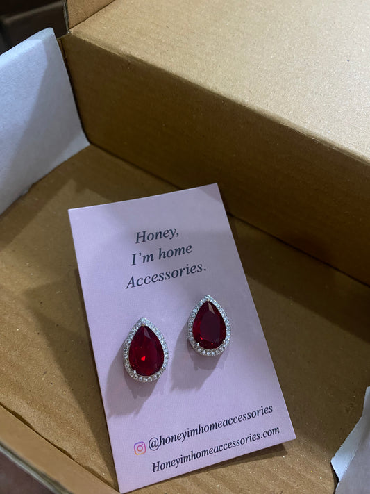 Ruby Teardrop studs