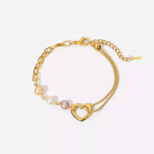 Rose Pink Freshwater Heart Bracelet