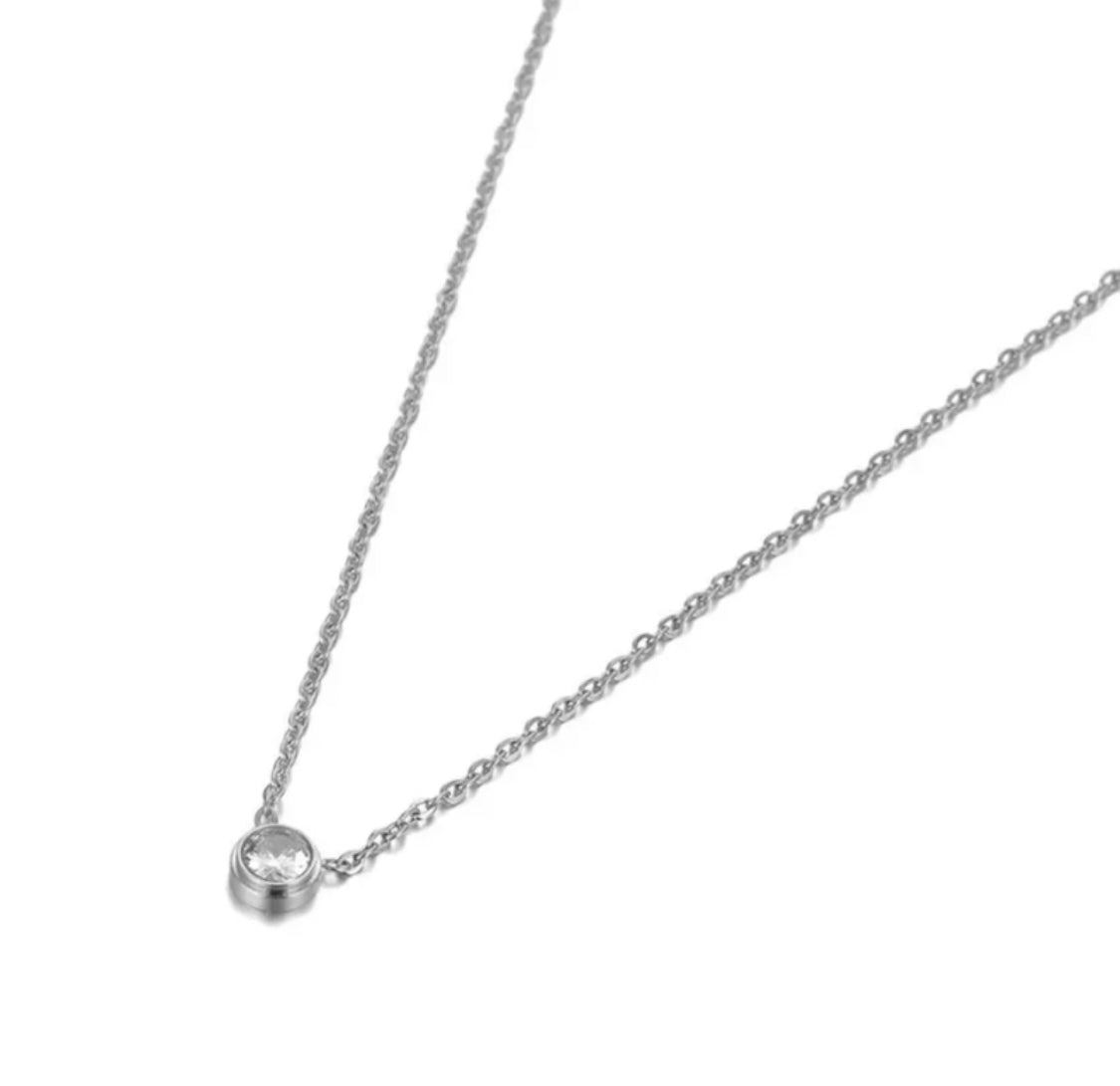 Silver Solitaire Necklace