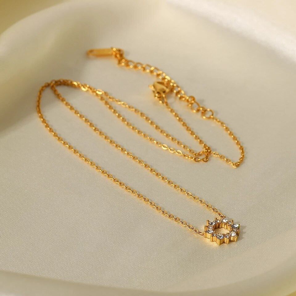 CZ Circle Gold Necklace