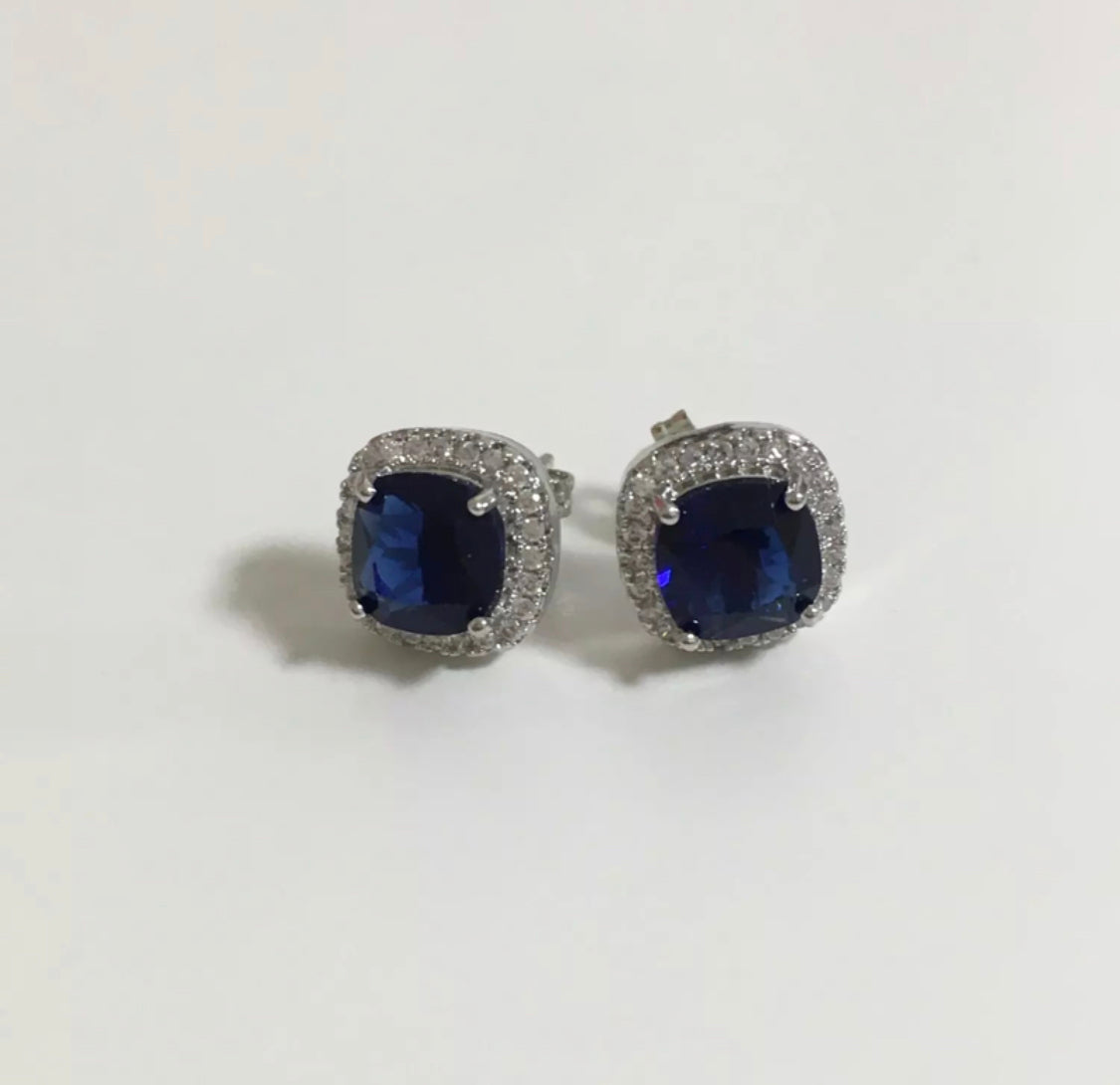 Blue Cushion Studs