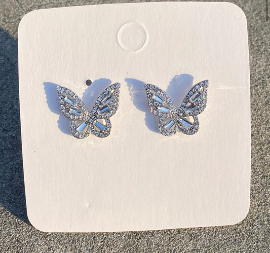 Silver Butterfly Studs