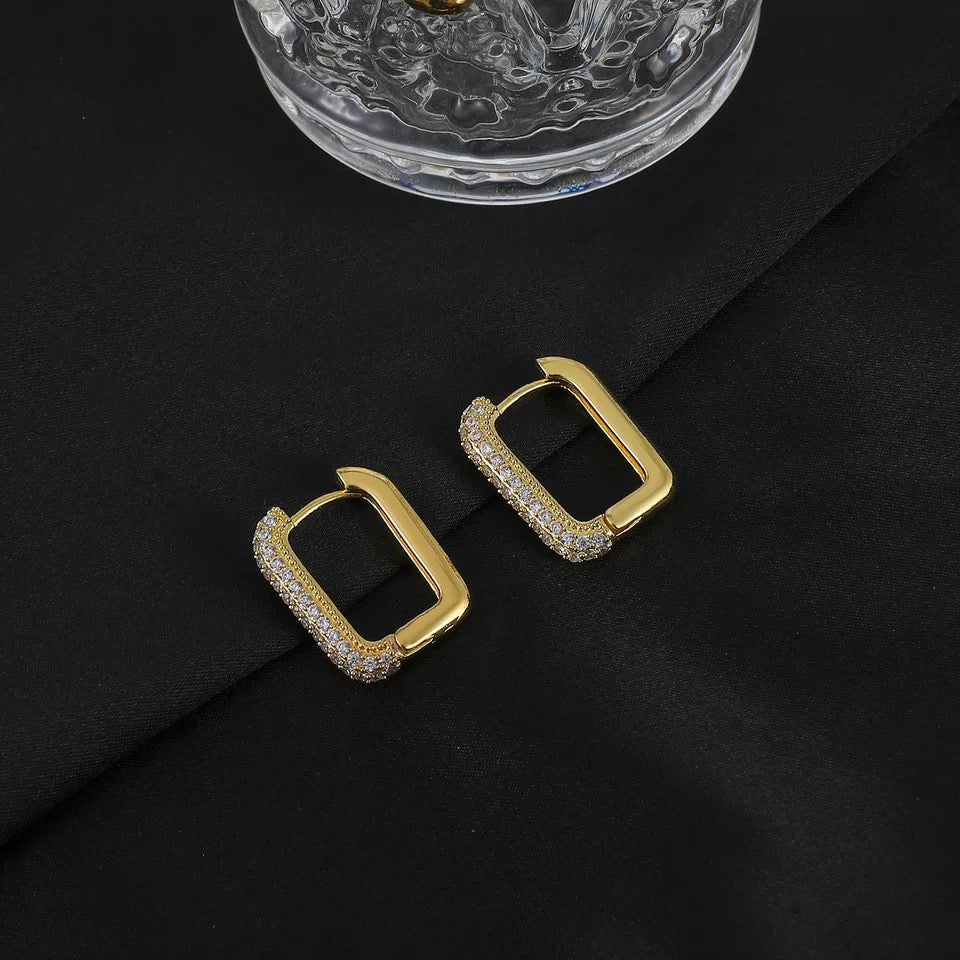 Cz square Hoops (gold)