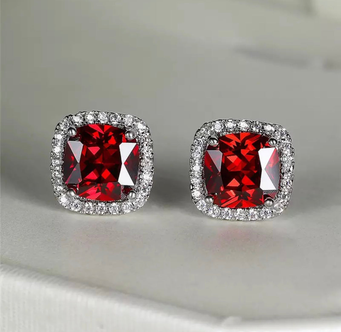 Red Cushion Studs