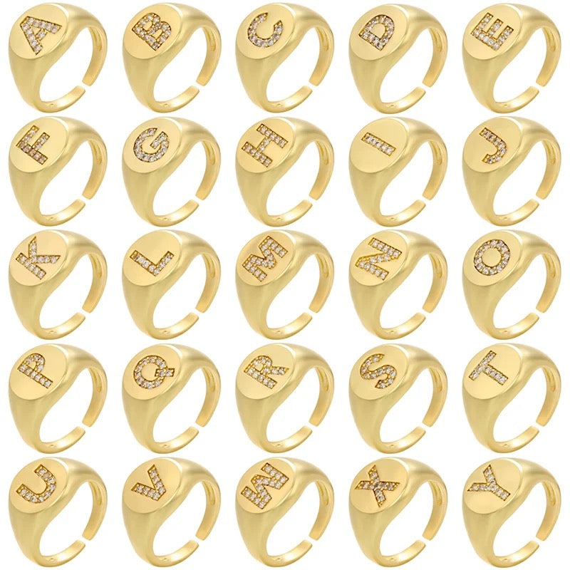 Gold Initial Ring (Adjustable size)