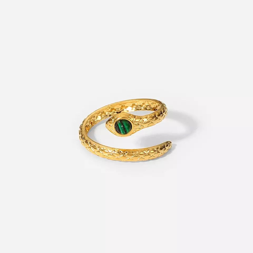 Cobra green Gold Ring (Adjustable Size)