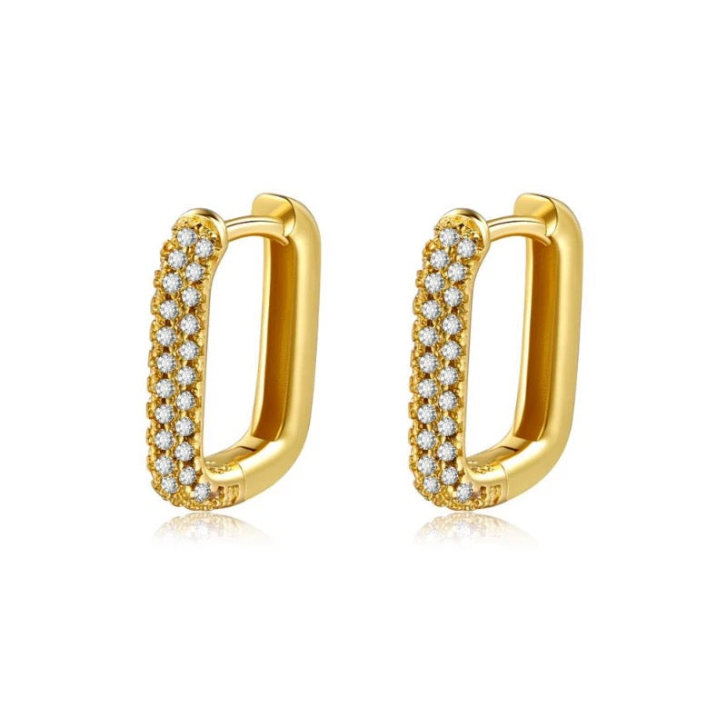 Cz square Hoops (gold)